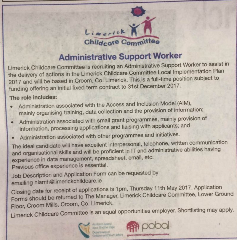 Limerick Leader - Administrative Support Worker