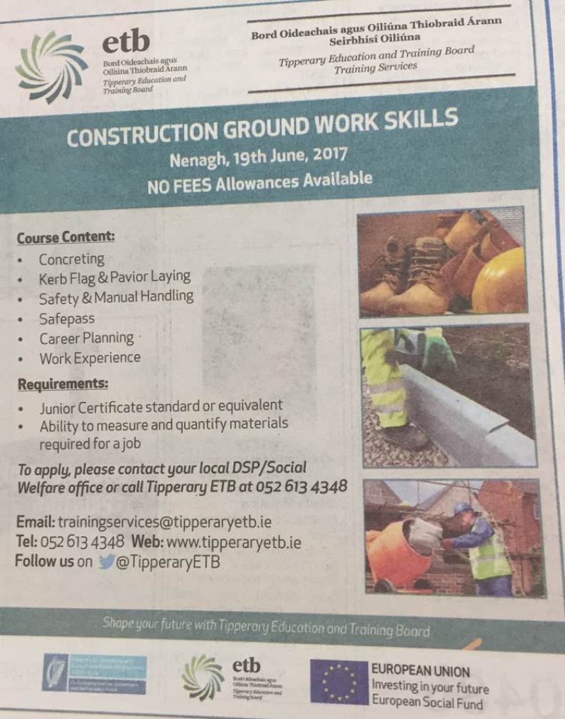Nenagh Guardian - Construction Ground Work Skills Course
