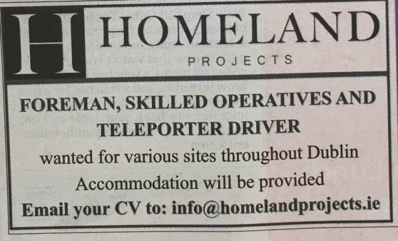 Limerick Leader - Foreman, Skilled Operatives, Teleporter Driver
