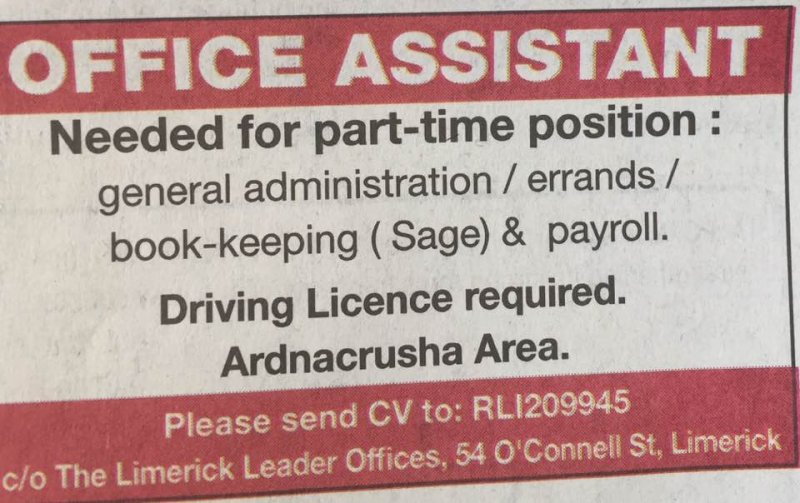 Limerick Leader - Office Assistant