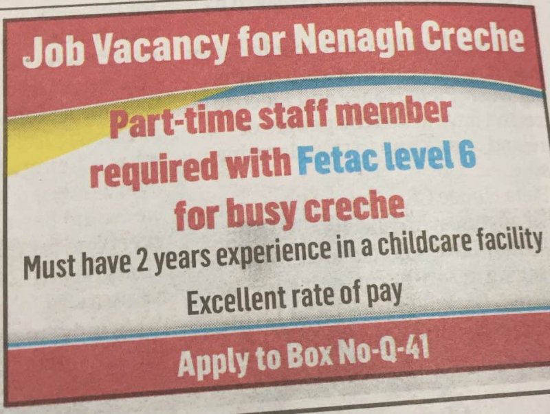 Nenagh Guardian - Part Time Creche Worker