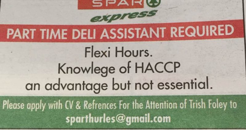 Tipperary Star - Part time Deli Assistant.