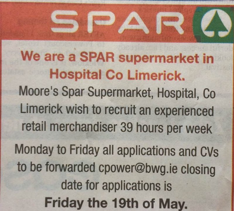 Limerick Leader - Retail Merchandiser - Spar