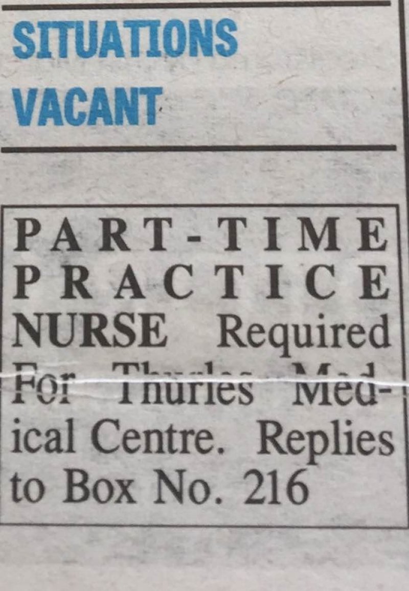 Situations Vacant - Tipperary Star - Practice Nurse