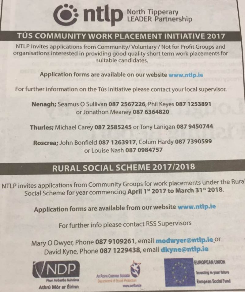 Nenagh Guardian - TUS Community Work Placement Initiative & Rural Social Scheme