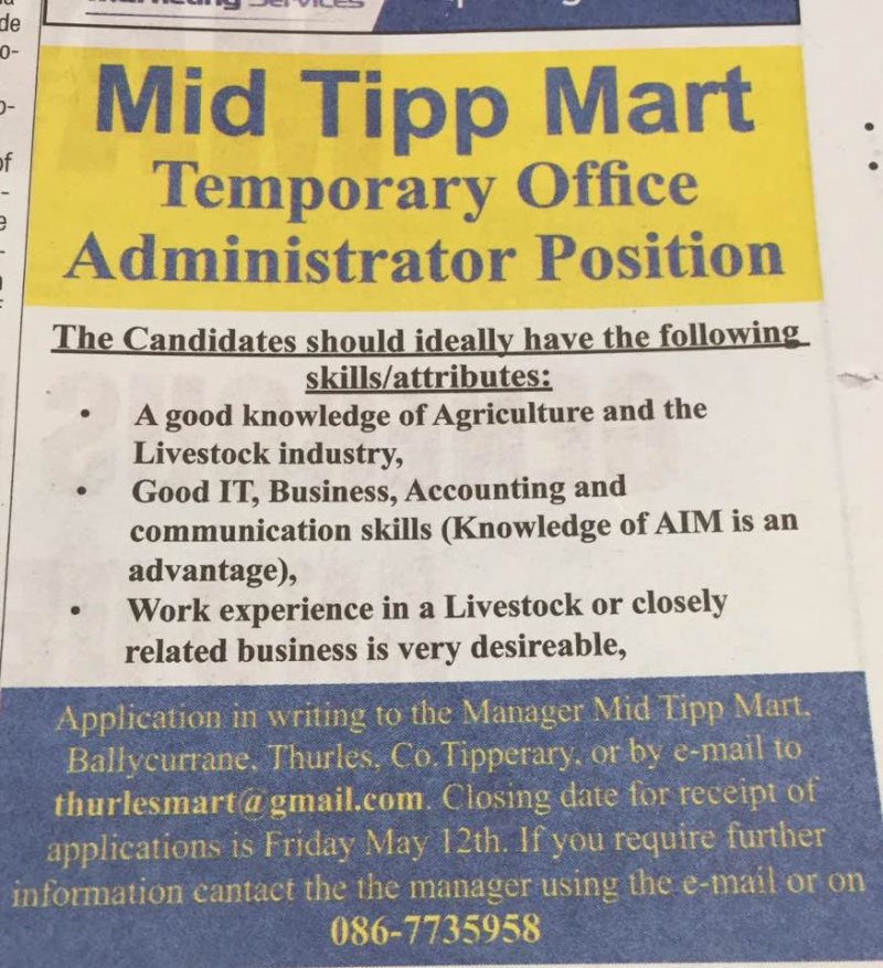 Tipperary Star - Temporary Office Administrator