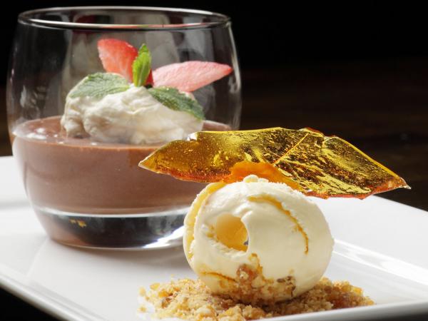 Rich Chcolate Mousse with Homemade Honeycomb swirl Ice Cream