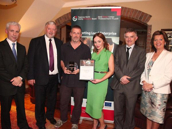 Donal Bray of Echo IT receiving runner up prize in North Tipperary Enterprise Awards 2013