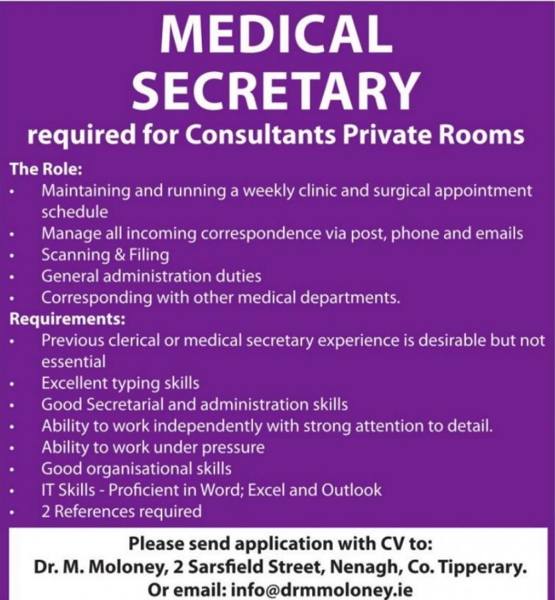 Medical Secretary Wanted