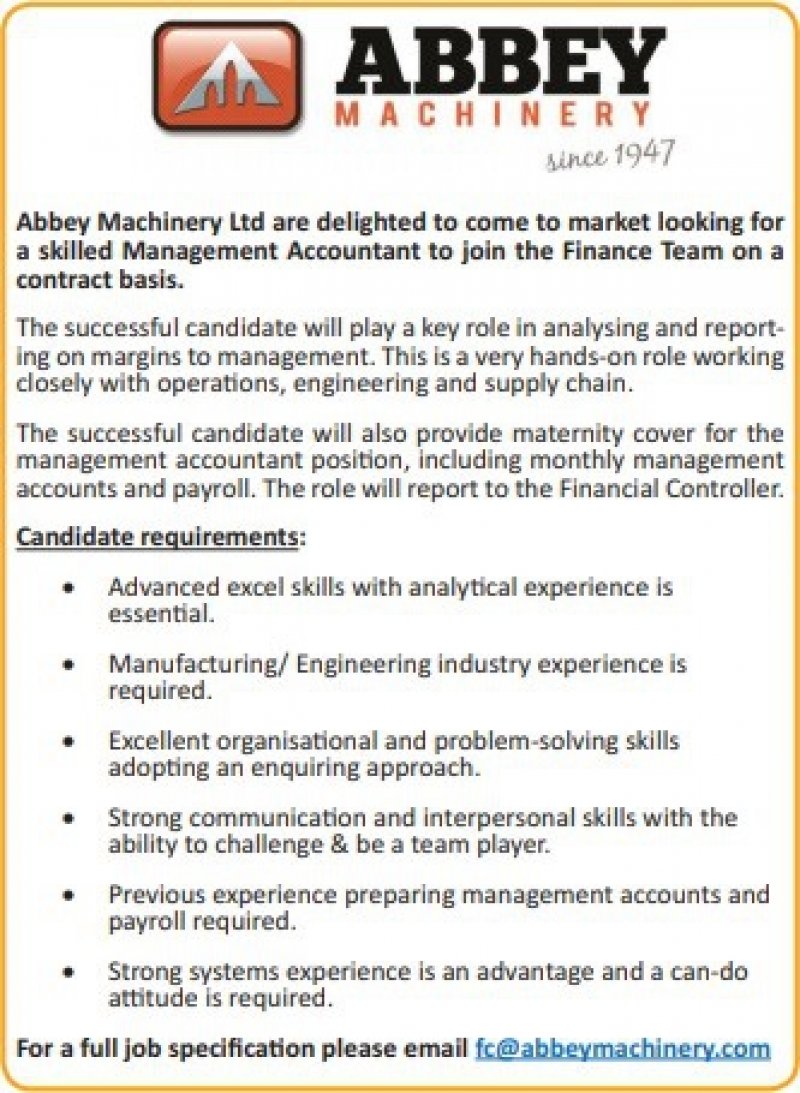 Abbey Machinery Ltd. Vacancy